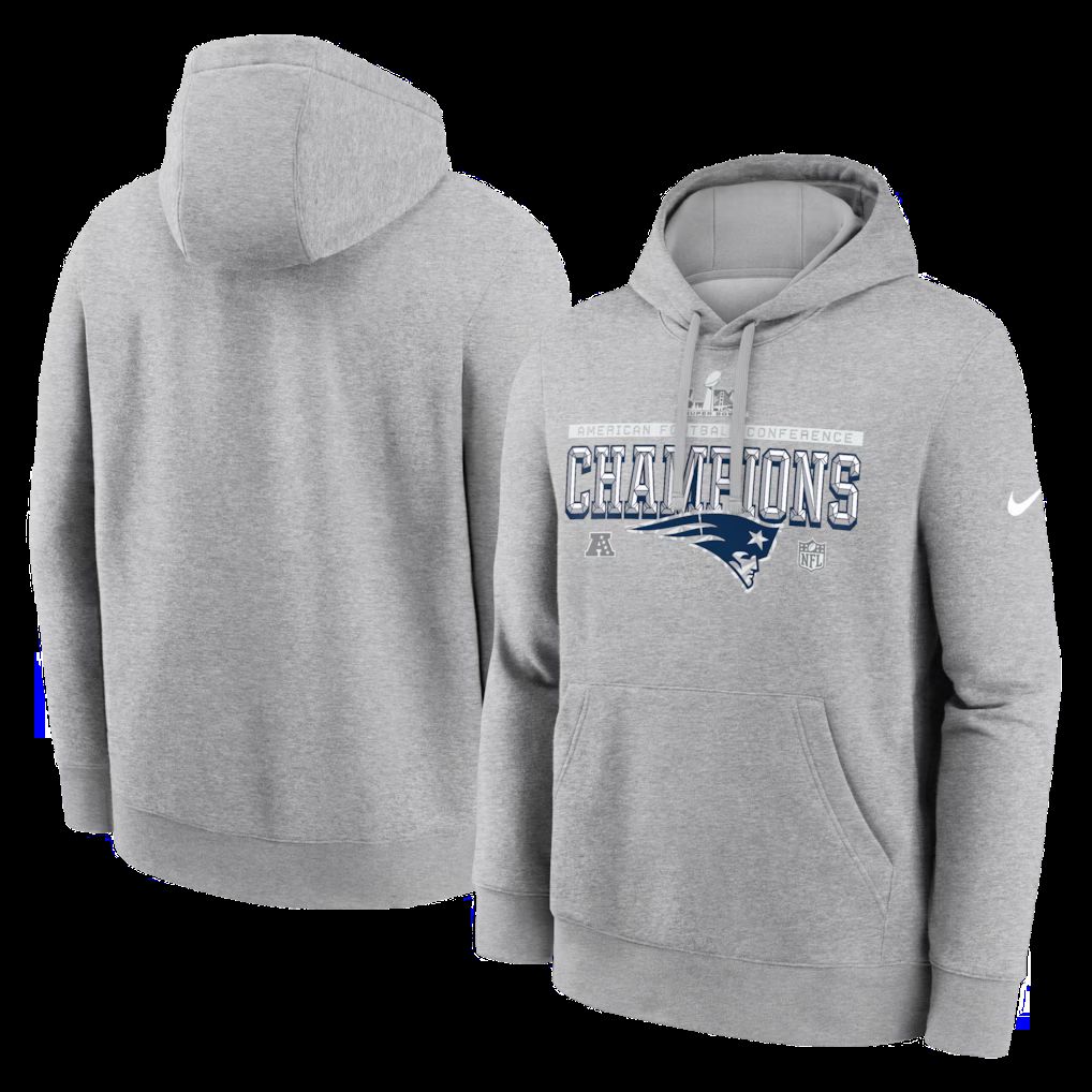 Men 2026 NFL New England Patriots hoodie grey 0015->nfl t-shirts->Sports Accessory